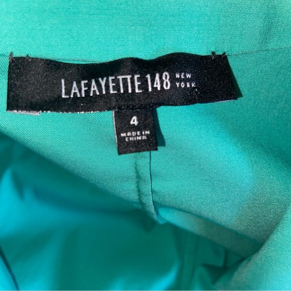 Lafayette 148 New York Green Wrap Dress Womens Size 4 Stretch Career Office - Picture 9 of 11